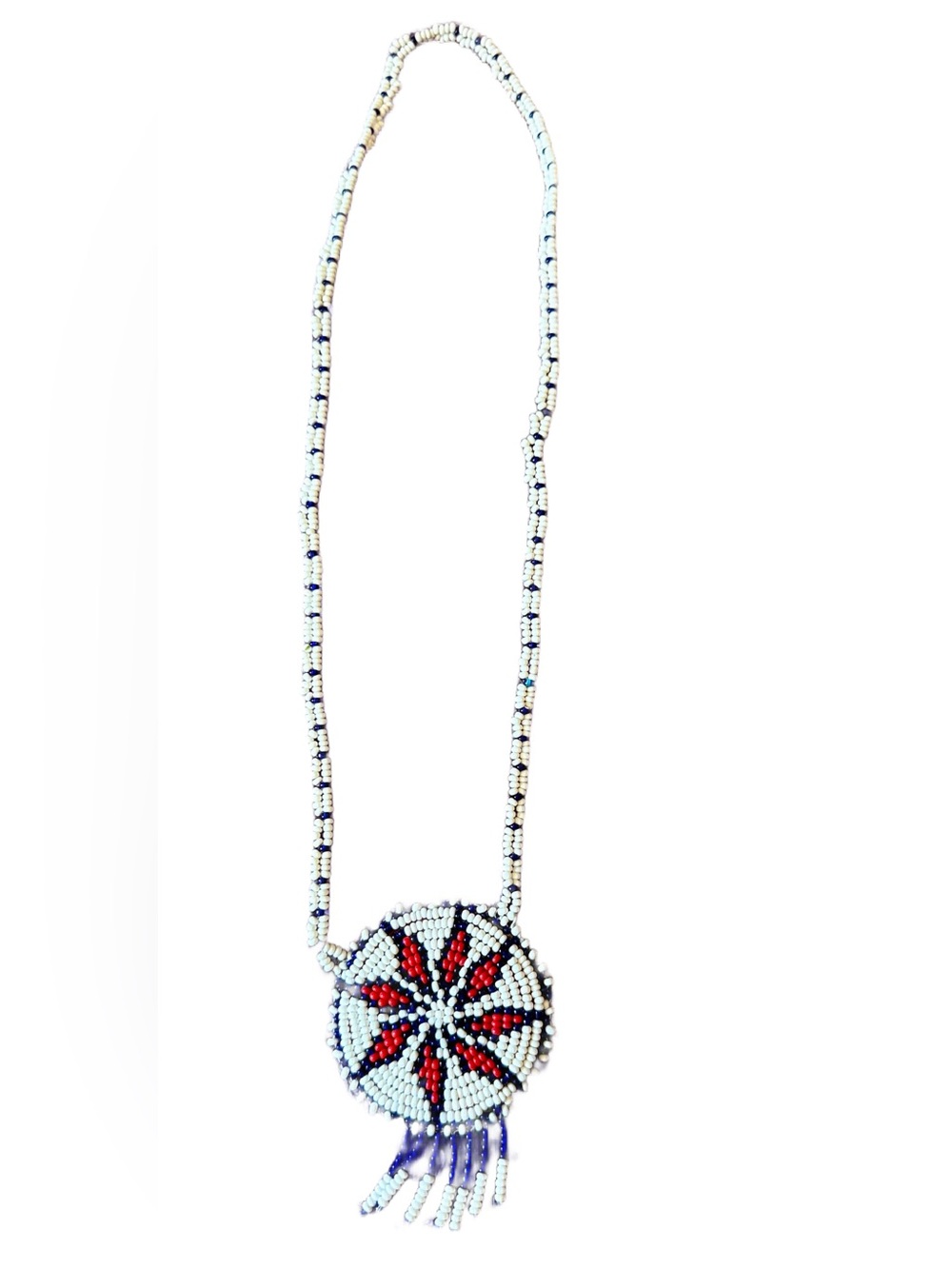 Vintage Handmade Native American Indigenous beaded star medallion necklace